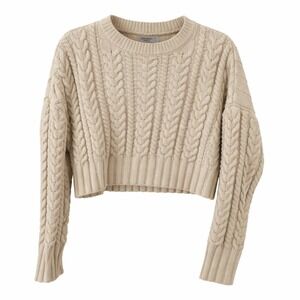 ARIZONA JEAN CO Cream Cable Knit Cropped Sweater Women's Size Medium